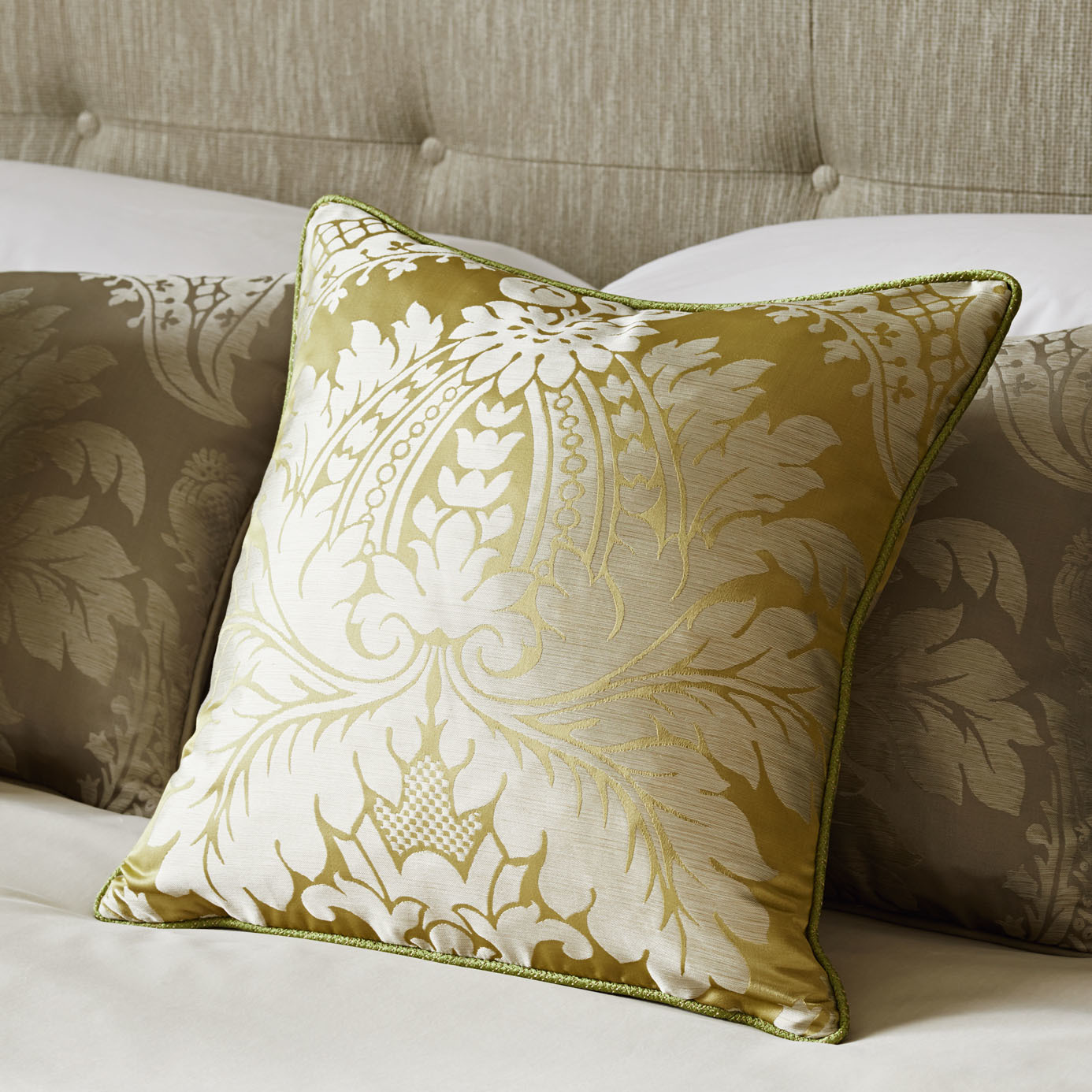 Malmaison Damask Pale Gold Fabric by ZOF